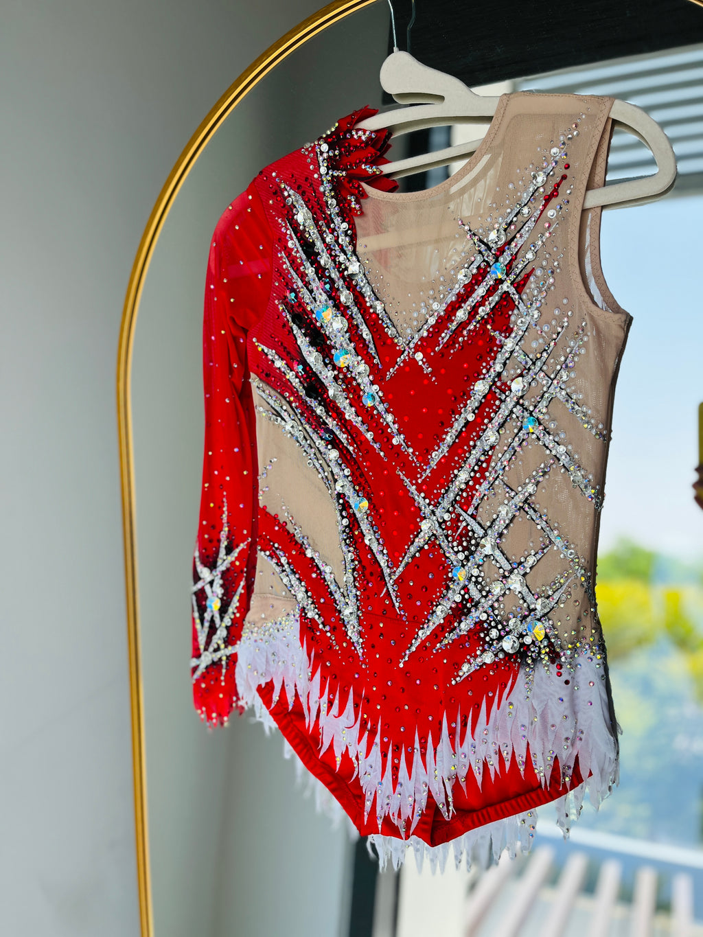 Red & Silver Asymmetric – Competition Leotard