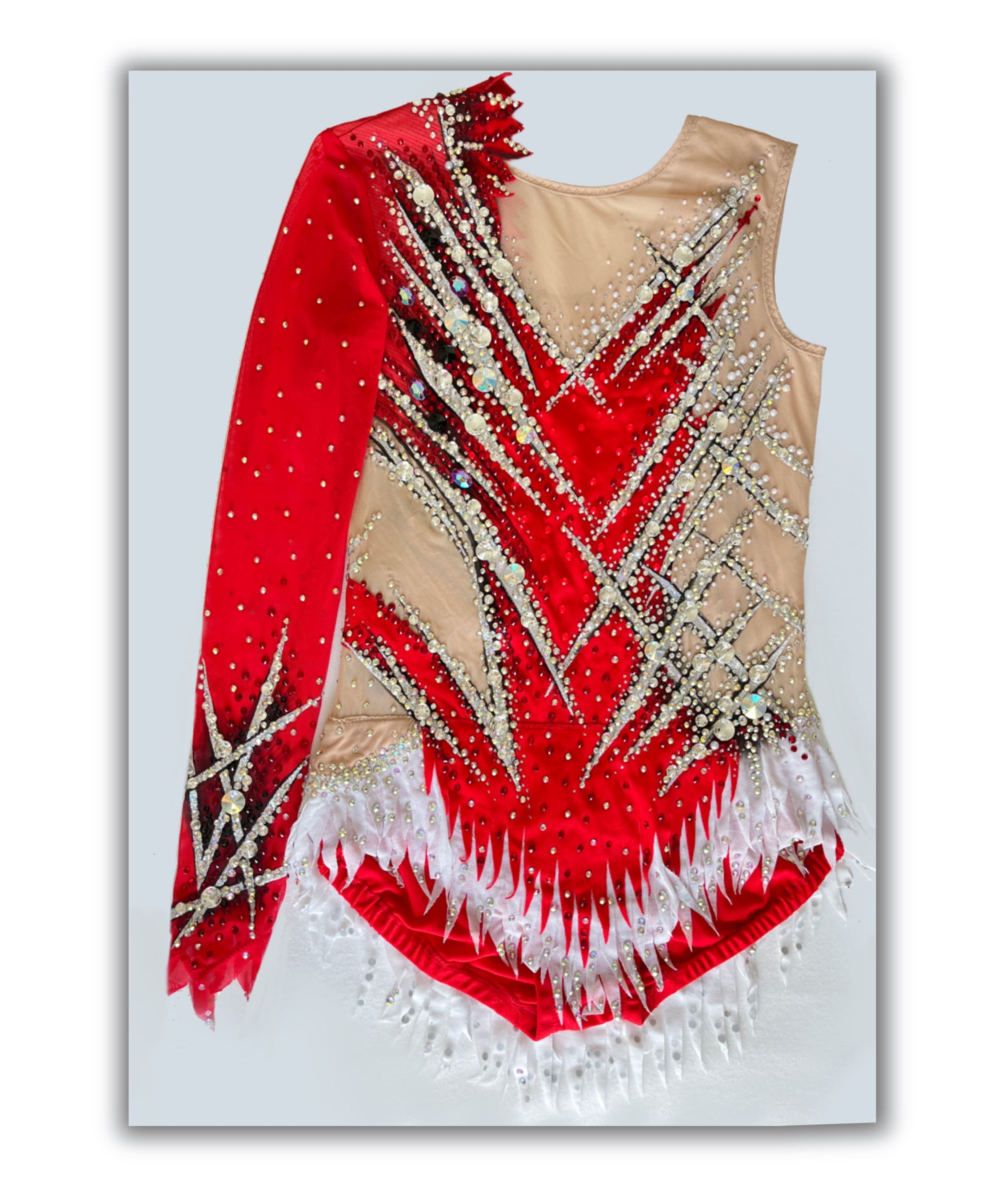 Red & Silver Asymmetric – Competition Leotard