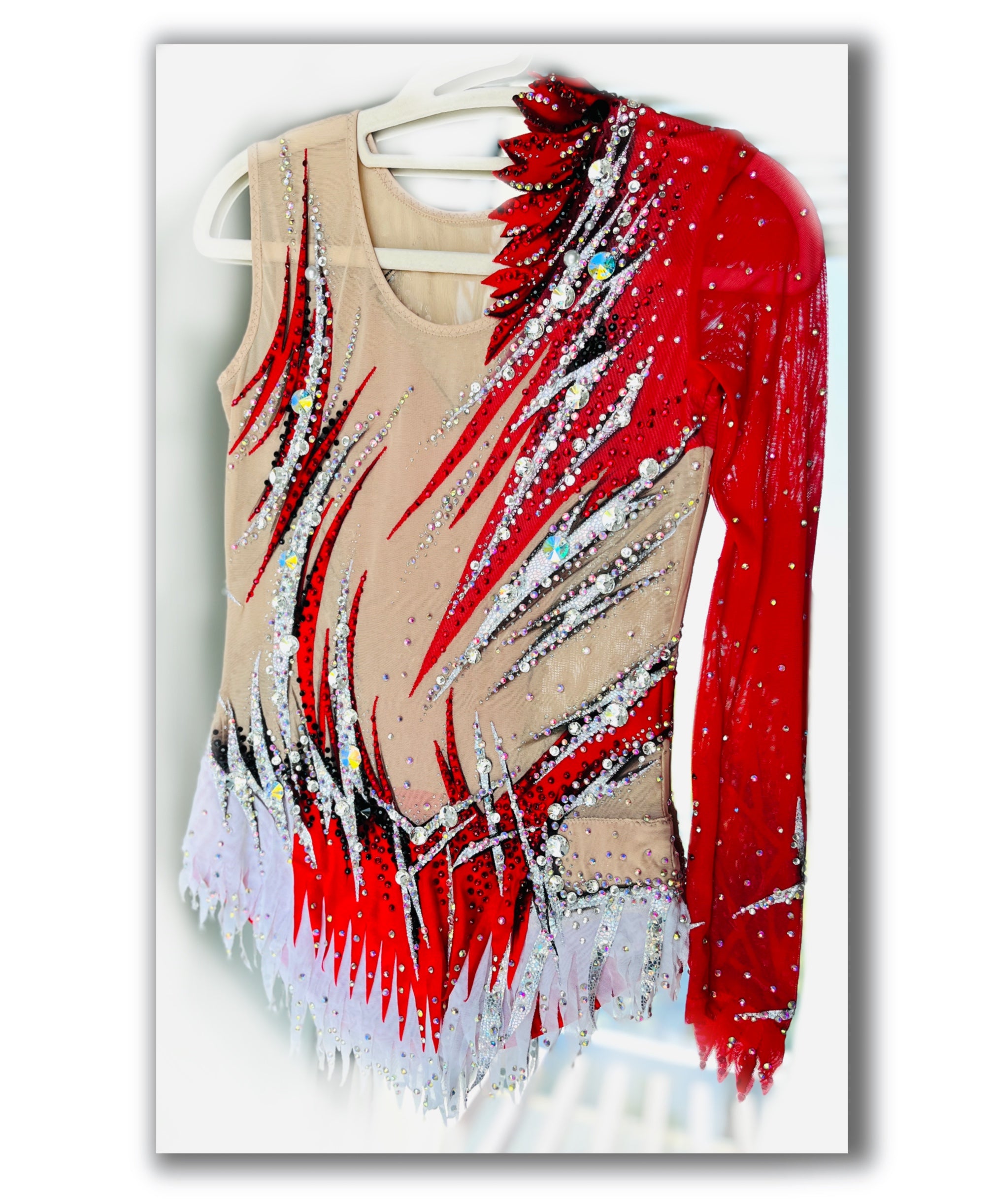 Red & Silver Asymmetric – Competition Leotard