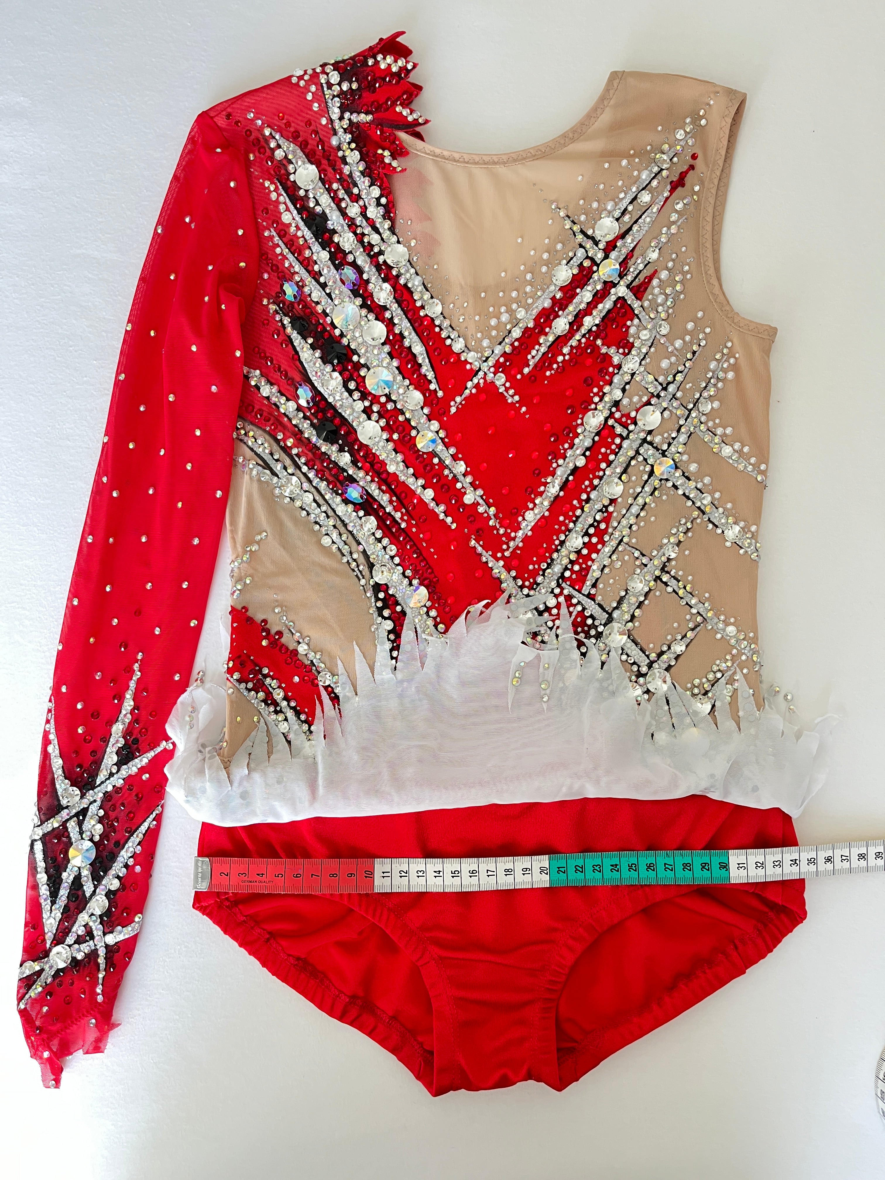 Red & Silver Asymmetric – Competition Leotard