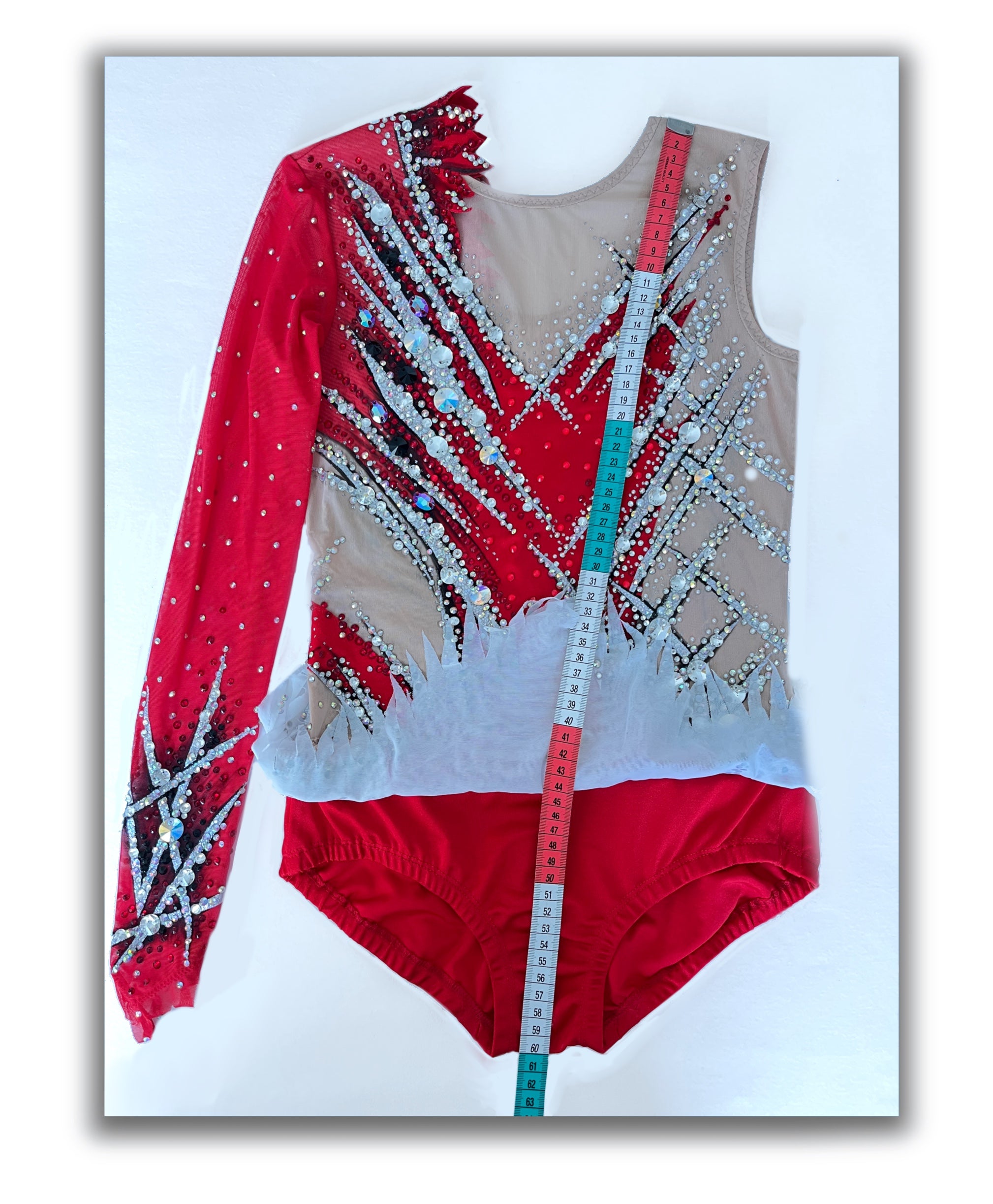 Red & Silver Asymmetric – Competition Leotard
